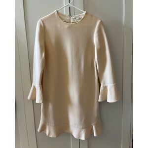 Jill Stuart Ivory Cream Virgin Wool Ruffle Dress Size 2